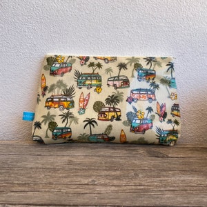 Kulturbeutel, Wetbag, Badetasche, Nasstasche, Schwimmen, Surfen, Bulli, Camping, Vanlife hell beige, Reise Wohnmobil, wasserabweisend