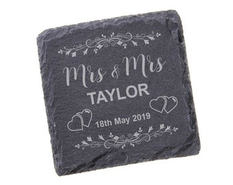 Wedding Coasters - Laser Engraved Slate Coasters - FREE LOCAL DELIVERY/Collect in person