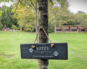 Pet Cat Memorial Plaque - Personalised Pet Remembrance Sign - Personalised Slate Grave Marker