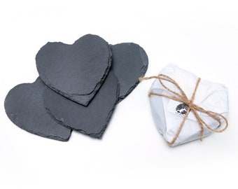 Heart Shaped Slate Coasters - Slate Tableware. Natural Slate Tableware, Drinks Coaster, Coffee Table Mat, Mug Place Mat