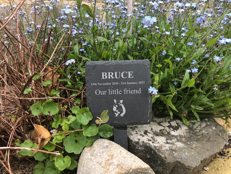 Square Memorial Plaque - Personalised Pet Remembrance Sign - Personalised Slate Grave Marker - Square Pet Memorial