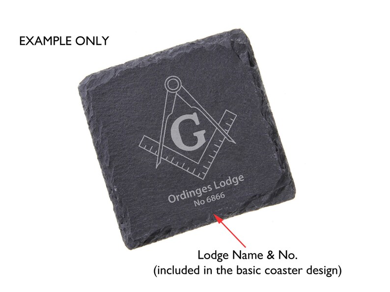 Masonic Square & Compasses Slate Coasters Lodge and No. included option add Name/Office/Year base Message. Gift Wrapped. image 2