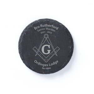 Masonic Square & Compasses Slate Coasters Lodge and No. included option to add Name, Office and Year a Message. Comes, Gift Wrapped. image 7