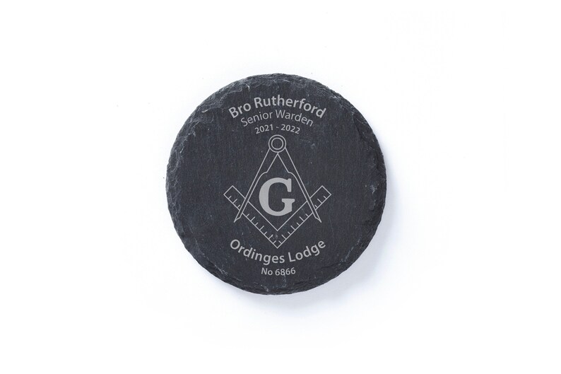 Masonic Square & Compasses Slate Coasters Lodge and No. included option to add Name, Office and Year a Message. Comes, Gift Wrapped. image 7