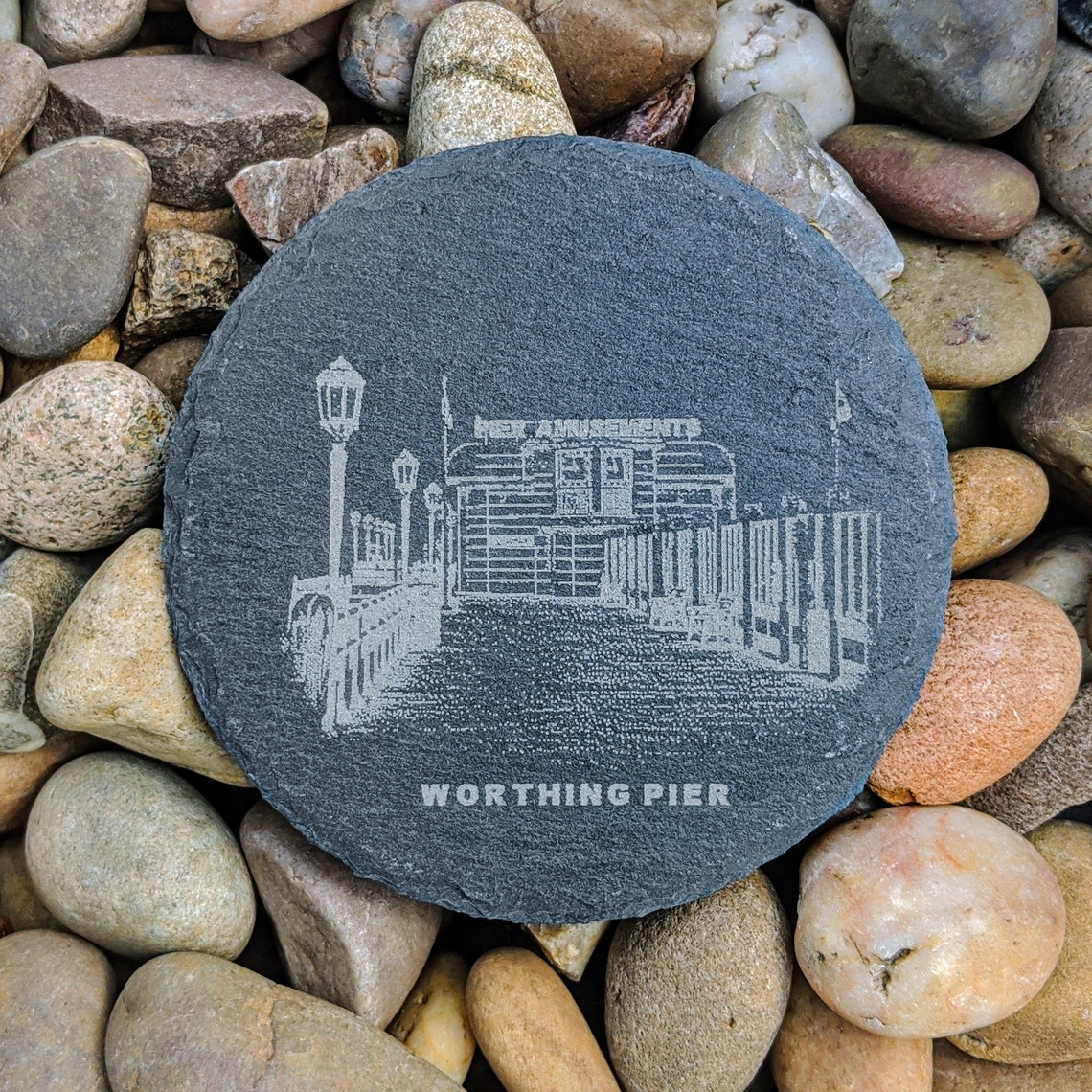 Iconic Worthing Landmark Coaster Set Laser Engraved Slate Etsy UK