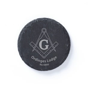 Masonic Square & Compasses Slate Coasters Lodge and No. included option to add Name, Office and Year a Message. Comes, Gift Wrapped. image 5