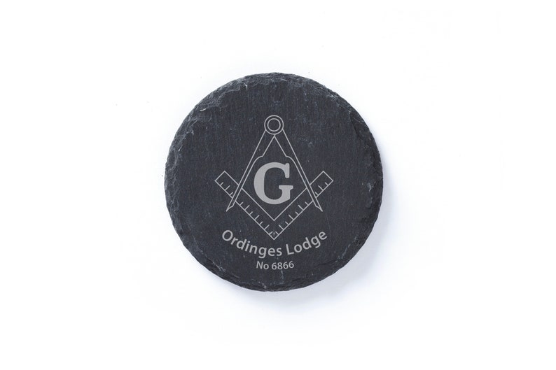 Masonic Square & Compasses Slate Coasters Lodge and No. included option to add Name, Office and Year a Message. Comes, Gift Wrapped. image 5