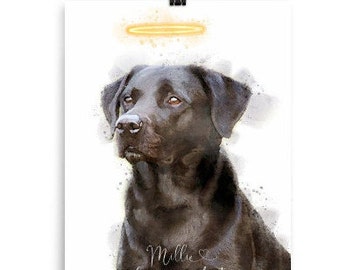 Pit bull with wings and halo Pitbull Dog print Dog with wings print Dog memorial gift Halo on dog gift Instant download Dog loss gift