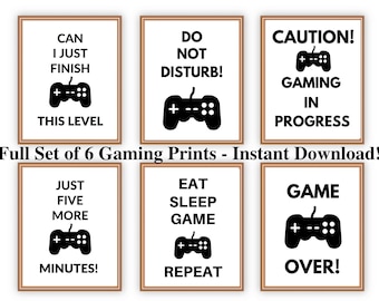 Set of 6 Video Game Prints, Teen Room Decor (Digital Download)