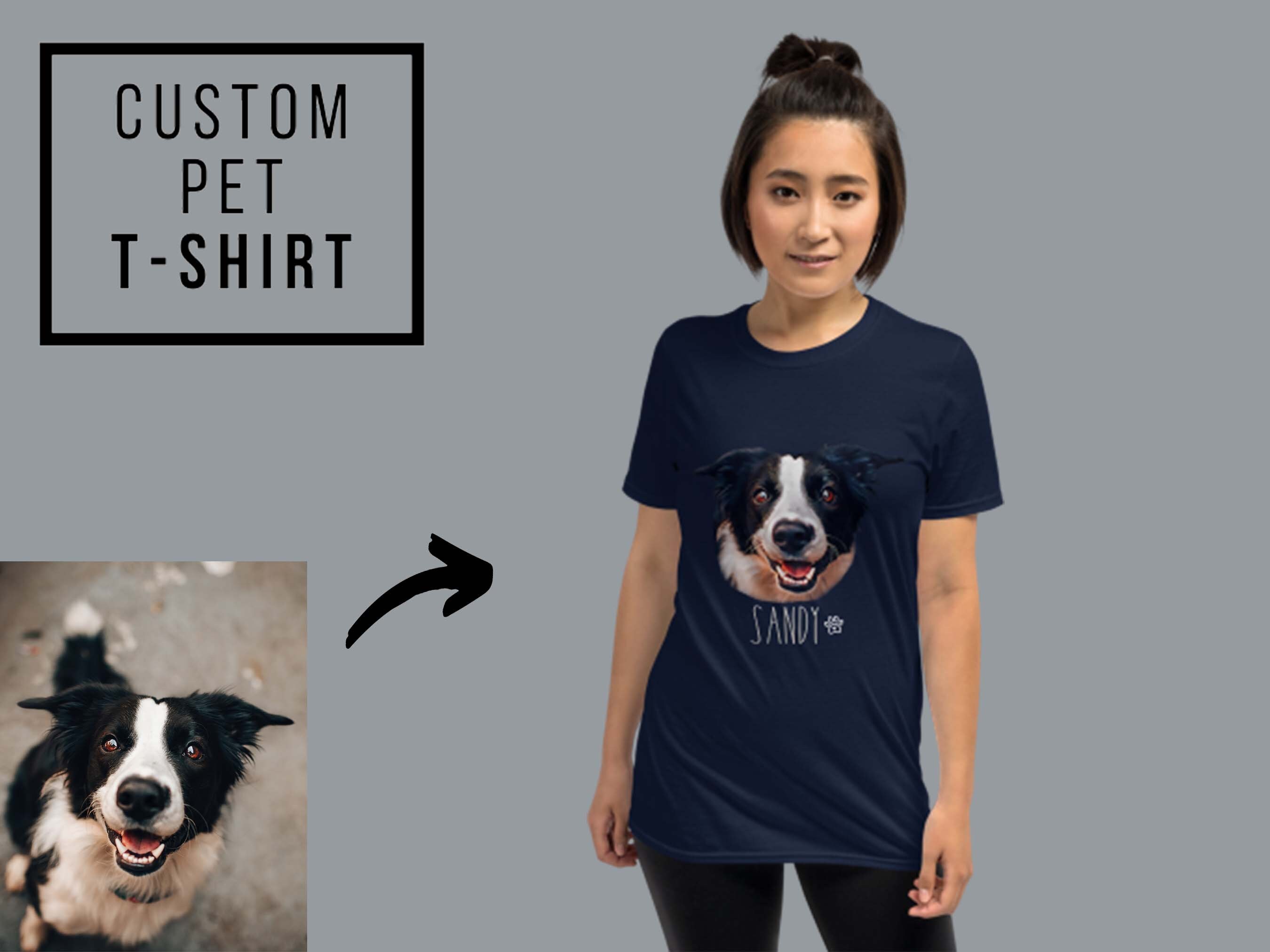 Custom Dog Face TShirt Personalised Dog TShirt Custom Pet Etsy