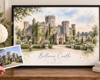 Personalised Wedding Venue picture, Custom Watercolor Wedding Venue Painting, Wedding Venue Portrait, Wedding Location Portrait