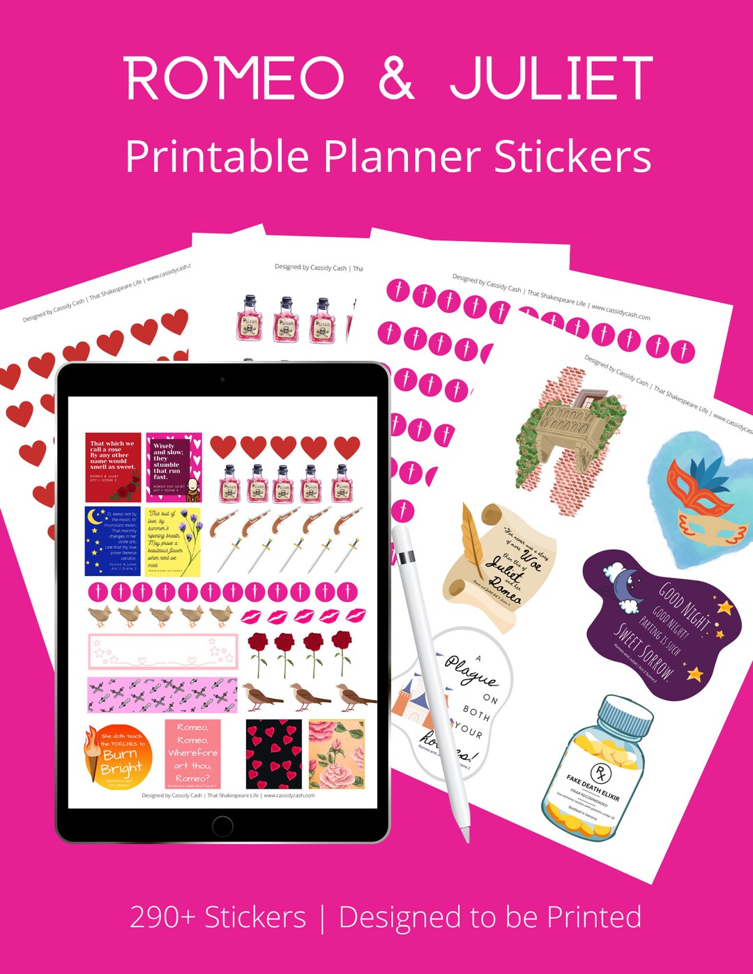 Sticker Julit Valentine's Day Romeo and Juliet Printable Planner Sticker Pack - Etsy
