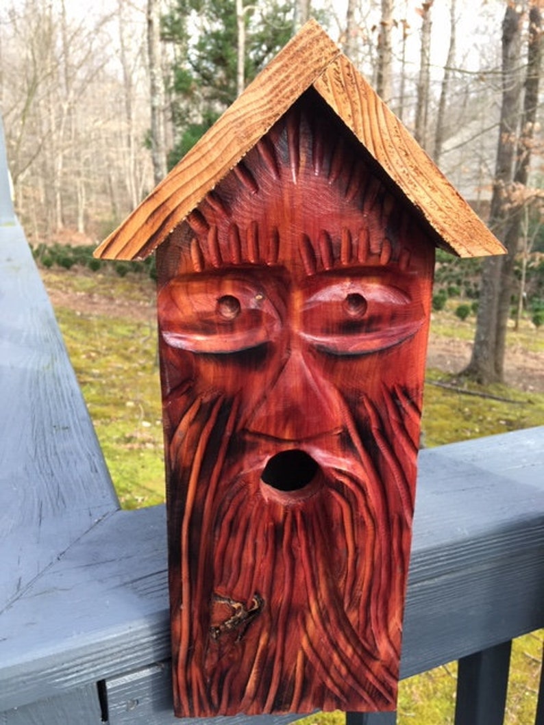 Hand Carved birdhouse Wood face birdhouse Face birdhouse Etsy