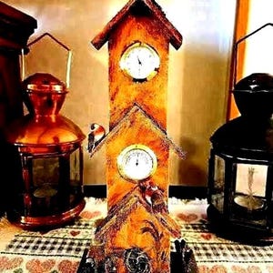 Rustic Birdhouse Time/Temperature Clock