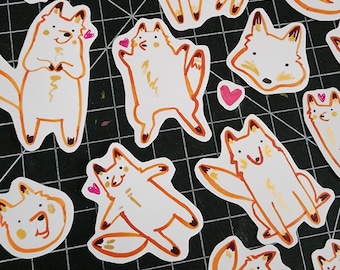 Hand Painted Fox Stickers (Pack of 5)