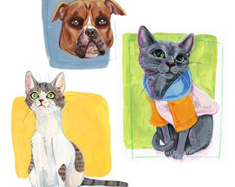 Custom Pet Portrait Illustrations