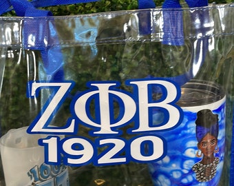 Clear Zeta Phi Beta Tote Bags
