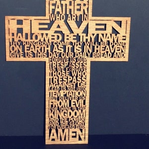 The Lords Prayer Cross in Hardwood