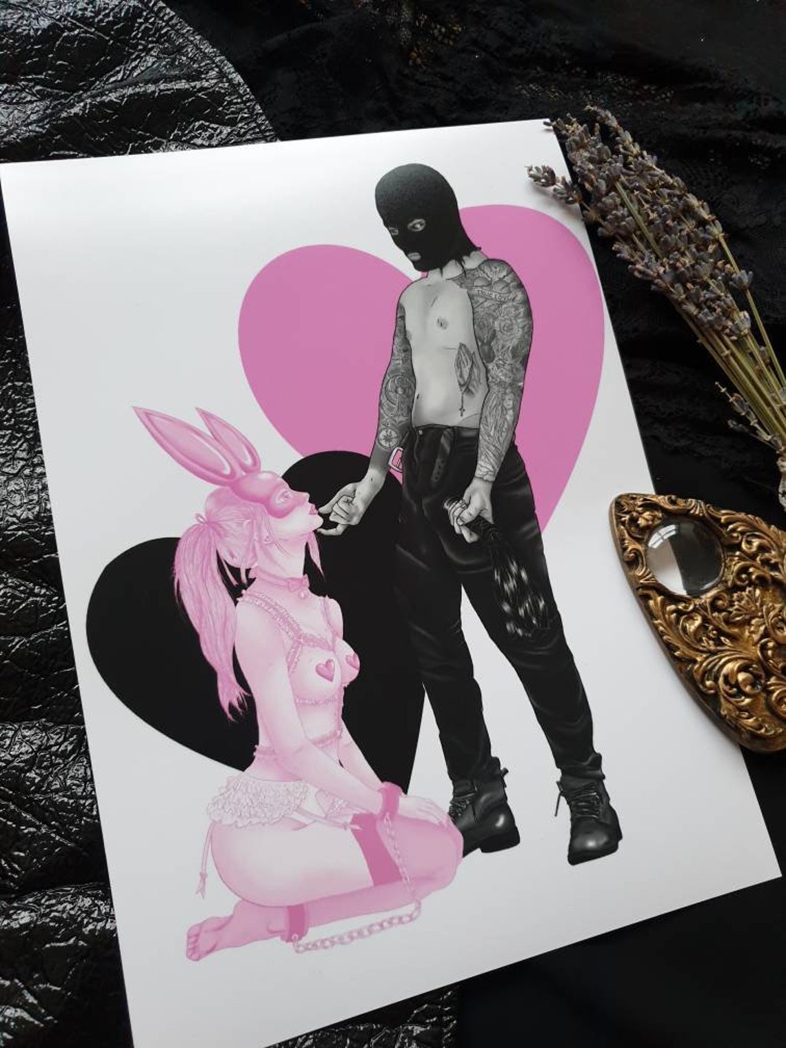 Sub and Dom art print ddlg fetish kink daddy baby girl bunny | Etsy