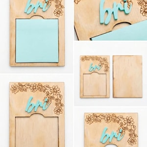 Floral Sticky Note Post-It Note Holder SVG Laser File Glowforge File Digital File