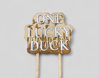 One Lucky Duck Cake Topper SVG file Laser File Glowforge File