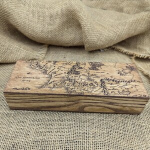 Personalized wooden pencil case, pen box Lord of the Rings Middle Earth map