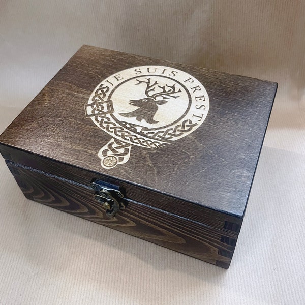 Outlander wooden box Scottish Celtic knot Je Suis Prest