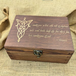 Wooden box Elvish Arwen Aragorn quote I would rather share one lifetime