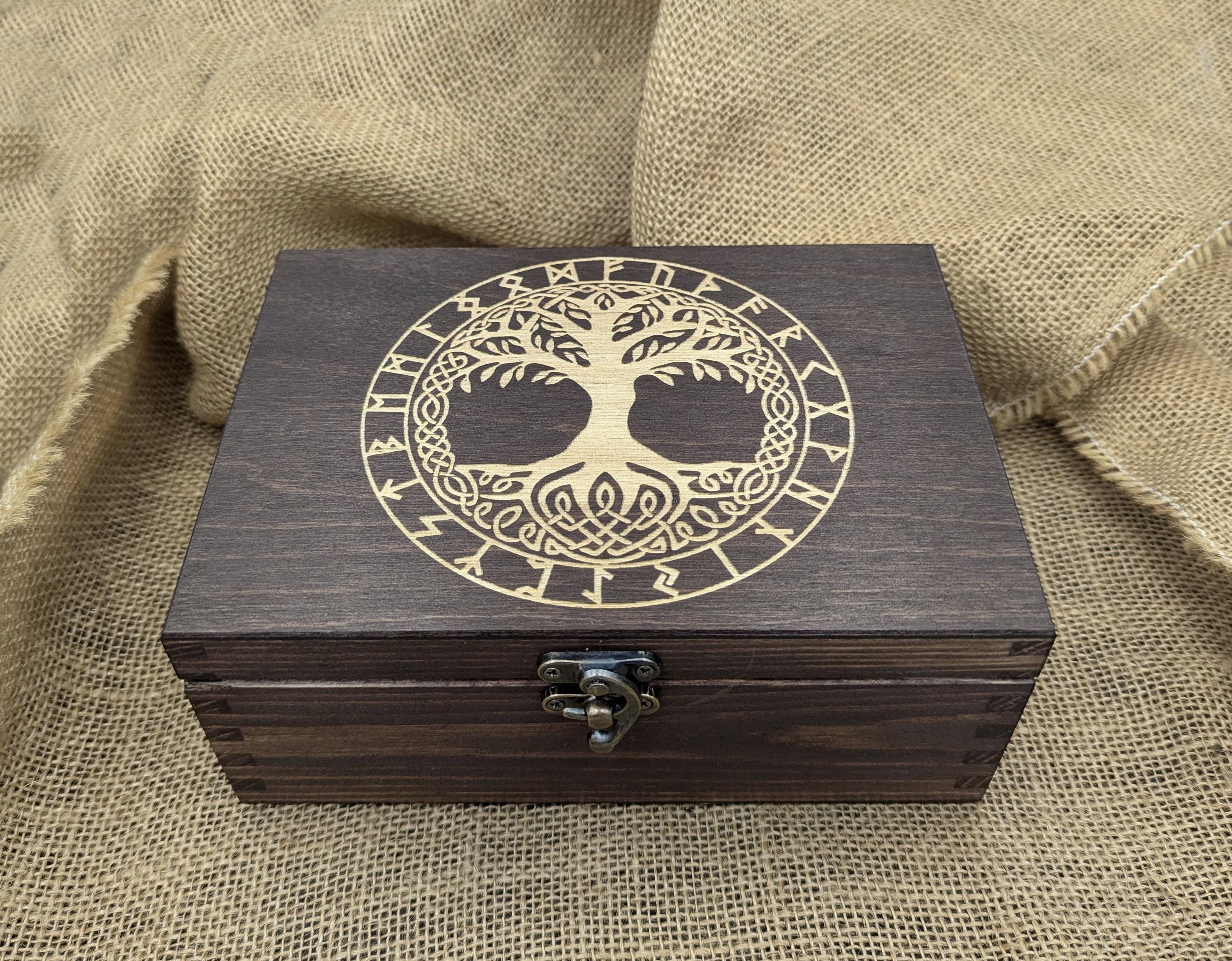 Norse Viking Wooden Box, Yggdrasil Mythology Runes Tree - Etsy