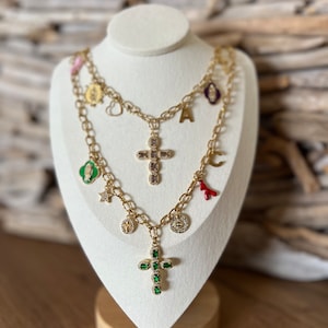 Colar SUN - colar personalizado, berloques/ berloques/ pingente/ elos grandes, cruz, chifre, coral