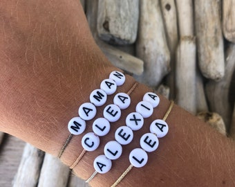 Bracelet « CHANCE » prénom personnalisable - baptème, mariage, anniversaire, cadeau, lettre, alphabet, paillette, mot, surnom