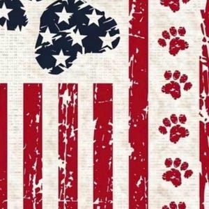 Patriotic Paw Print Garden Flag | Double-Sided Burlap, 12x18 Inch, Pet Decor