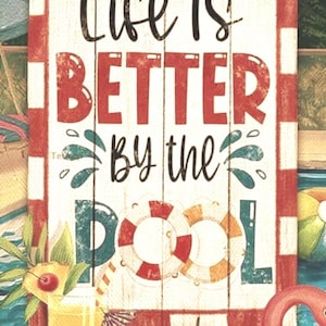 Poolside Burlap Garden Flag | Coastal Summer Decor, 12x18