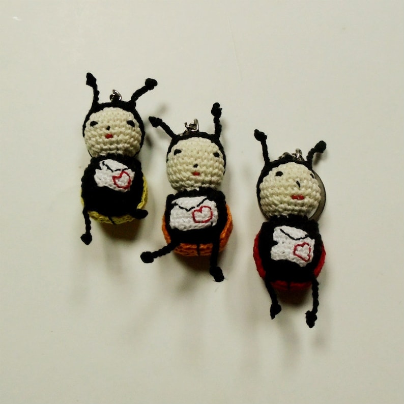 Best friend gift Colorful ladybugs Crochet ladybug Unique key chains Birthday gift Unisex gifts Ladybug key chain Ladybird key ring