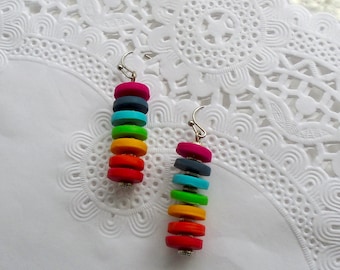 Chakra earrings, Rainbow earrings, Everyday earrings, Best gifts for her, Boho chic earrings, Polymer clay jewelry, Trending jewelry