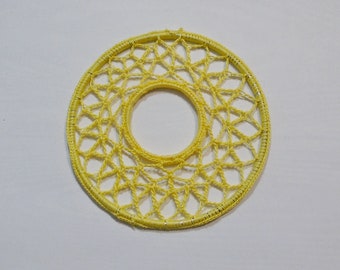 Dreamcatcher starter hoop Crochet Doily Dream catcher DIY projects Yellow dreamcatcher Ready to decorate Dreamcatcher supplies Hippie decor