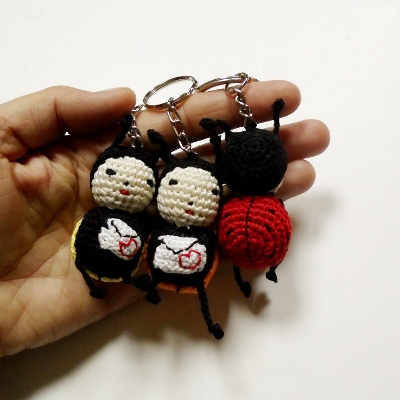 Best friend gift Colorful ladybugs Crochet ladybug Unique key chains Birthday gift Unisex gifts Ladybug key chain Ladybird key ring