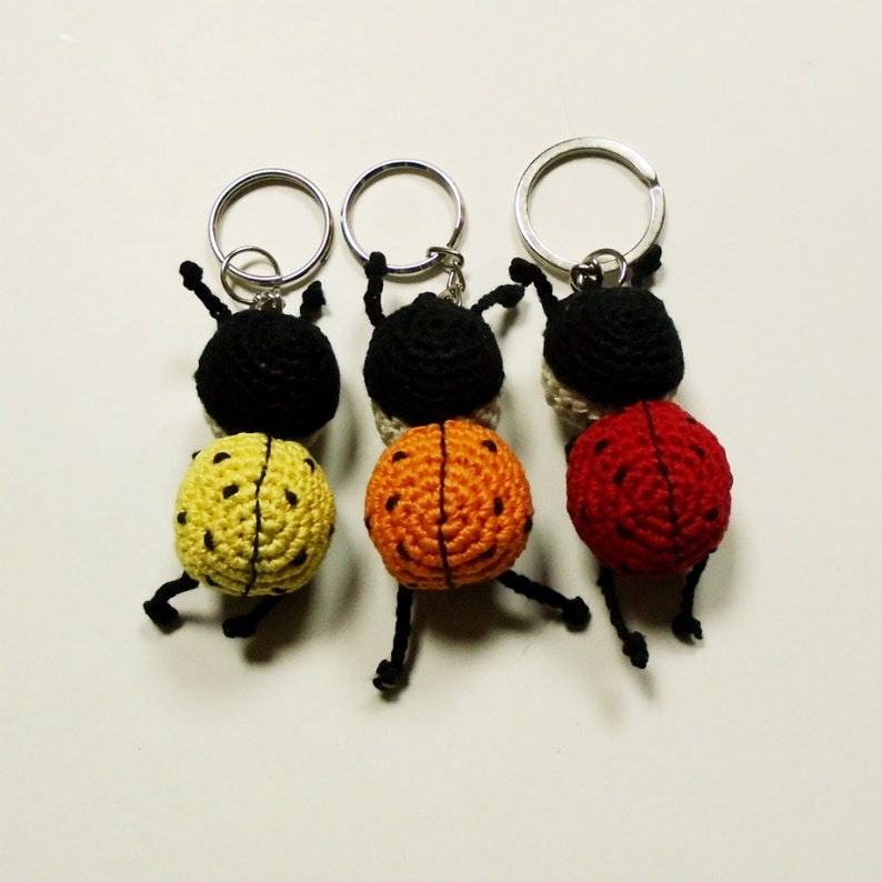 Best friend gift Colorful ladybugs Crochet ladybug Unique key chains Birthday gift Unisex gifts Ladybug key chain Ladybird key ring