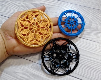 3 Crochet Doily Medallions for Dream Catchers, Dreamcatcher starter hoop, DIY projects, Ready to decorate, Dreamcatcher supplies, Set of 3