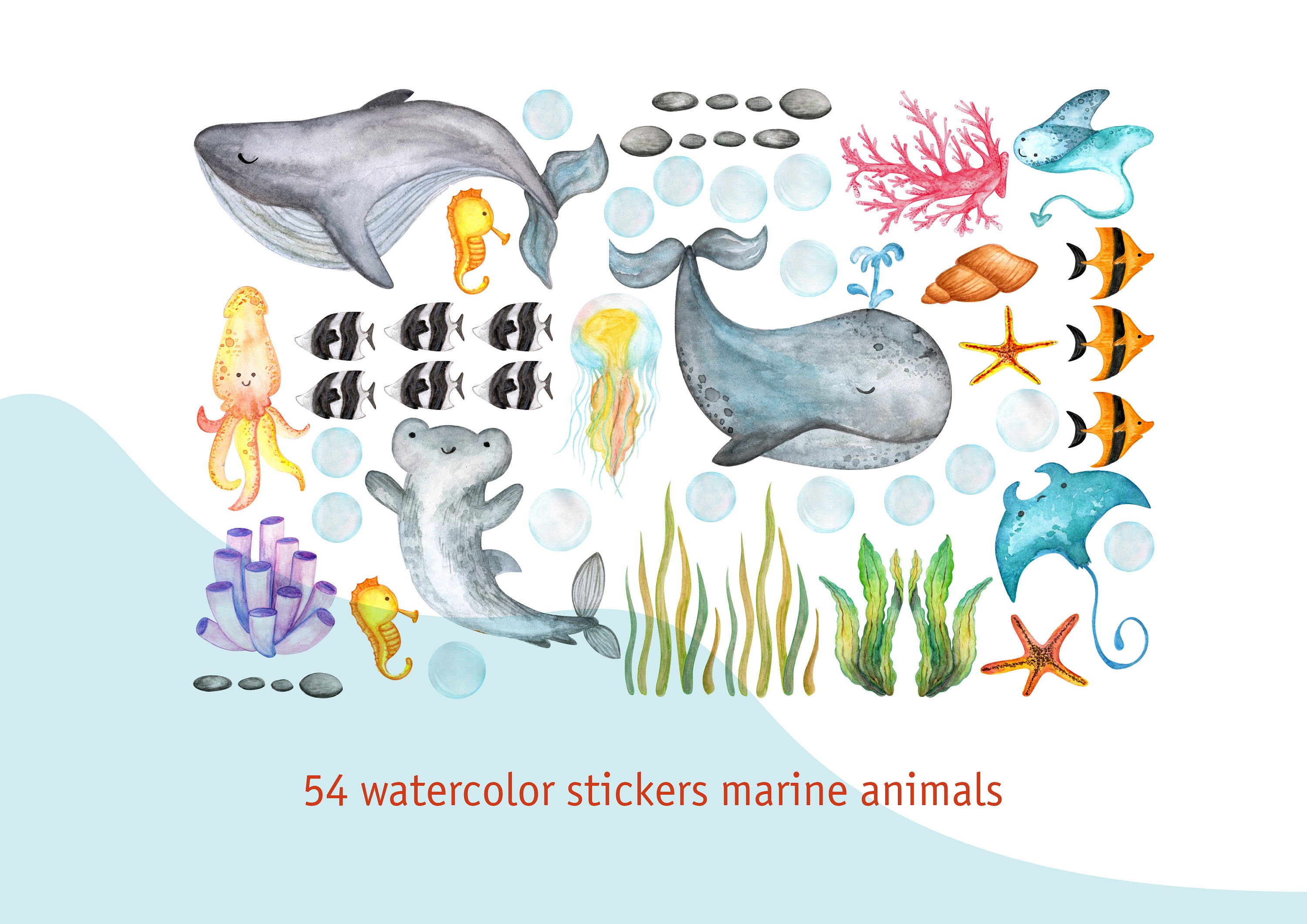 Coastal decor Bathroom wall decals Under the sea Ocean Etsy