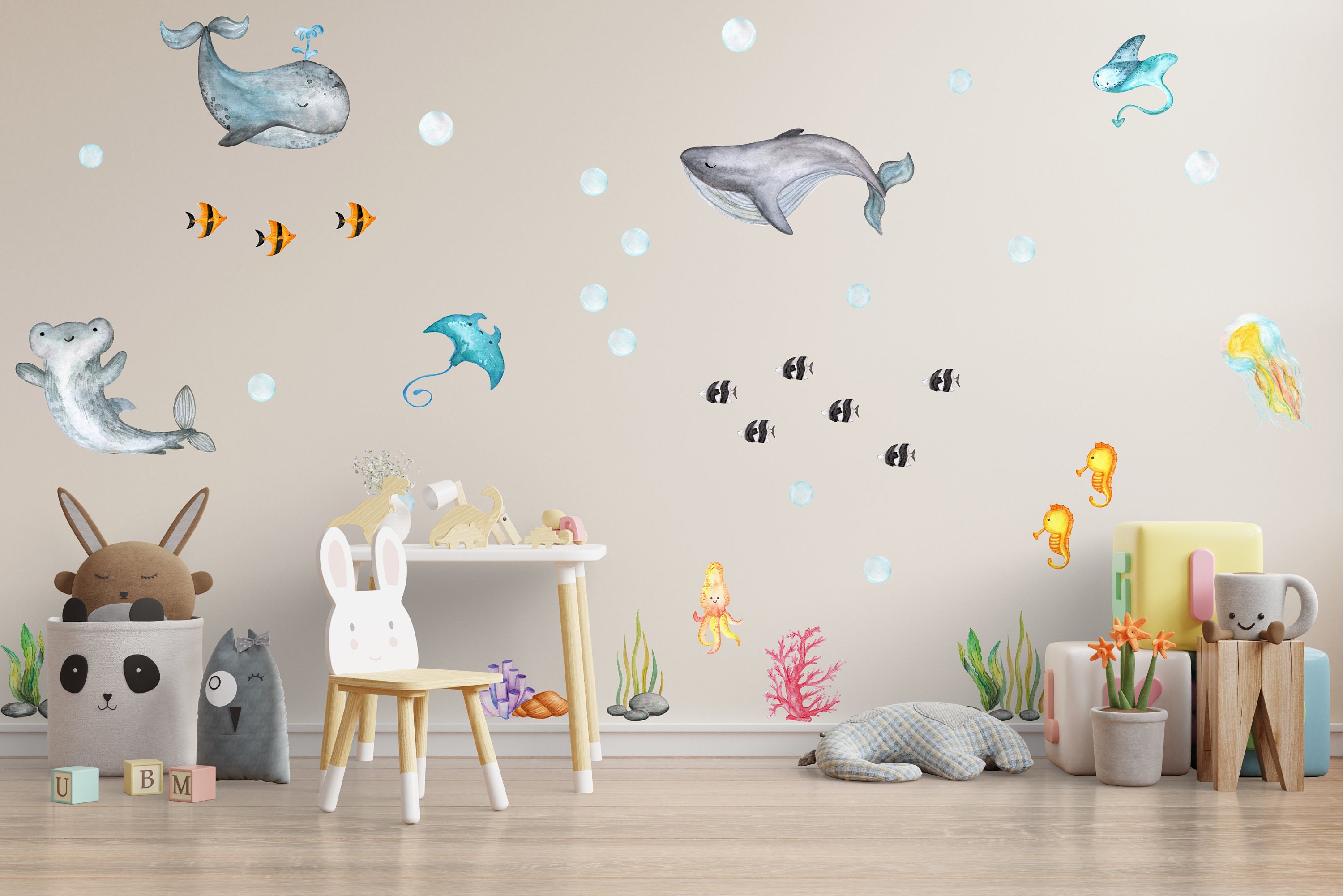 Coastal decor Bathroom wall decals Under the sea Ocean Etsy