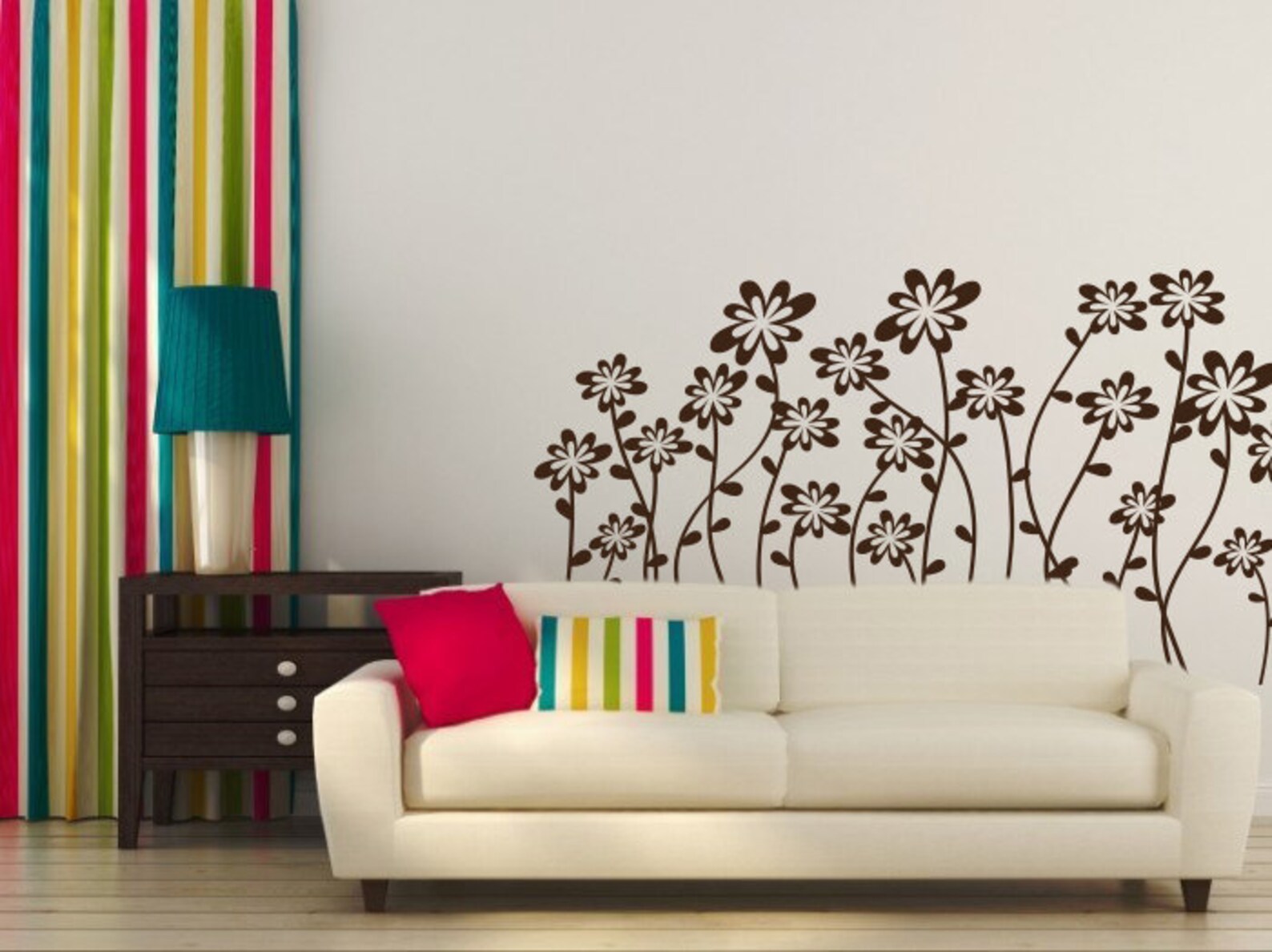 Flowers Wall Decal Flowers Furniture Sticker Flowers Wall Etsy