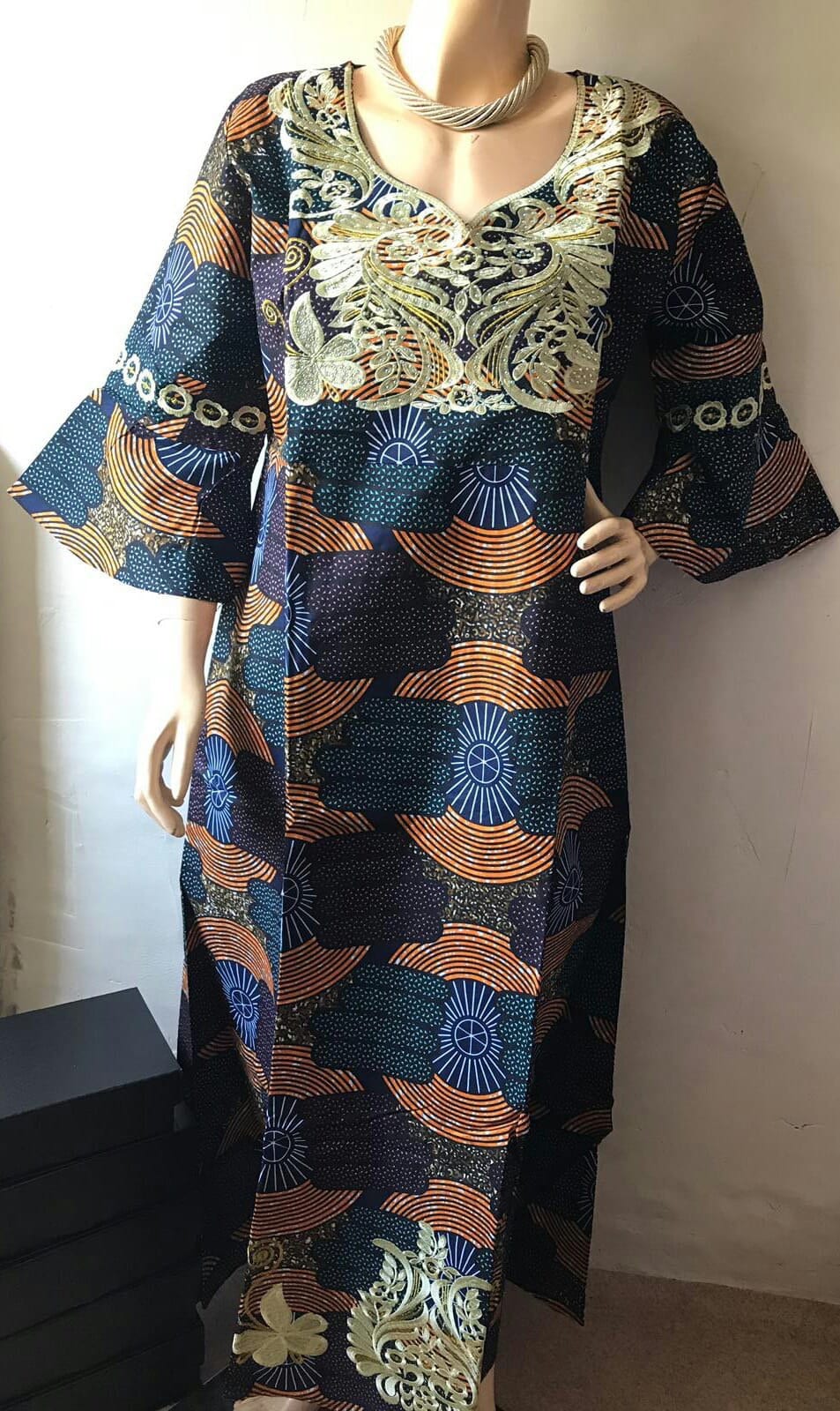 Embroidery Ankara. Wax/ankara Kaftan Dress. Nigeria Kaftan . - Etsy