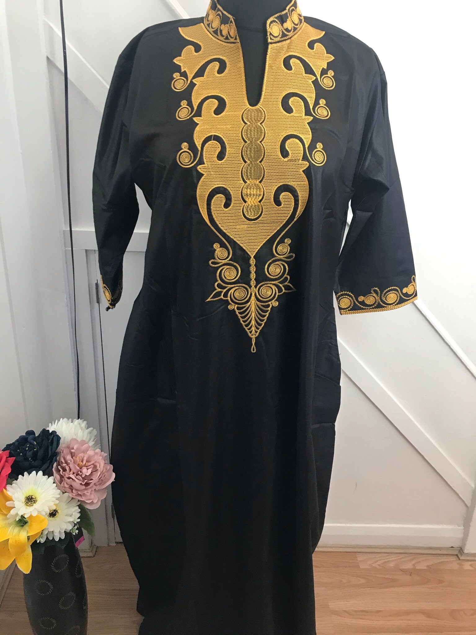 Embrodery Kaftan. Ladies Kaftan. Black And Gold Kaftan. | Etsy