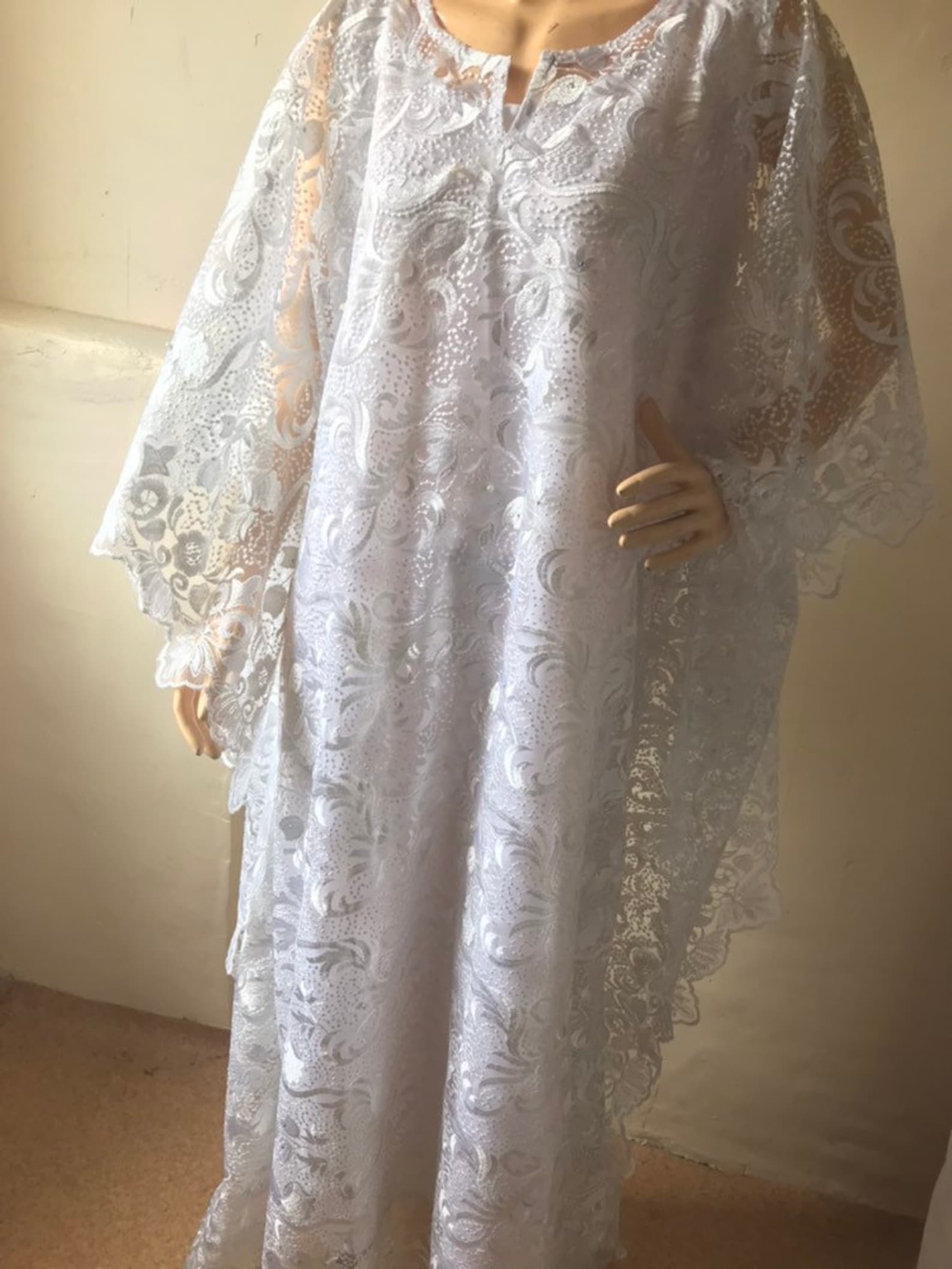white lace kaftan