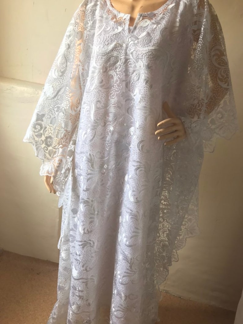 white lace kaftan