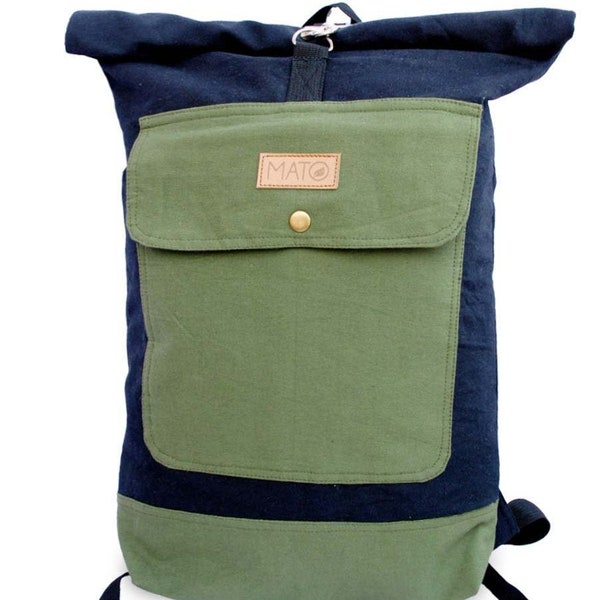 Vajra Rolltop Backpack Vintage Laptop Bag Travel Rucksack Waxed Canvas Daypack
