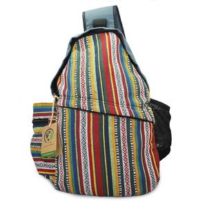 Mokshya One Shoulder Cross body Boho Bohemian Woven Baja Pattern Handmade Sling Backpack Bag Daypack