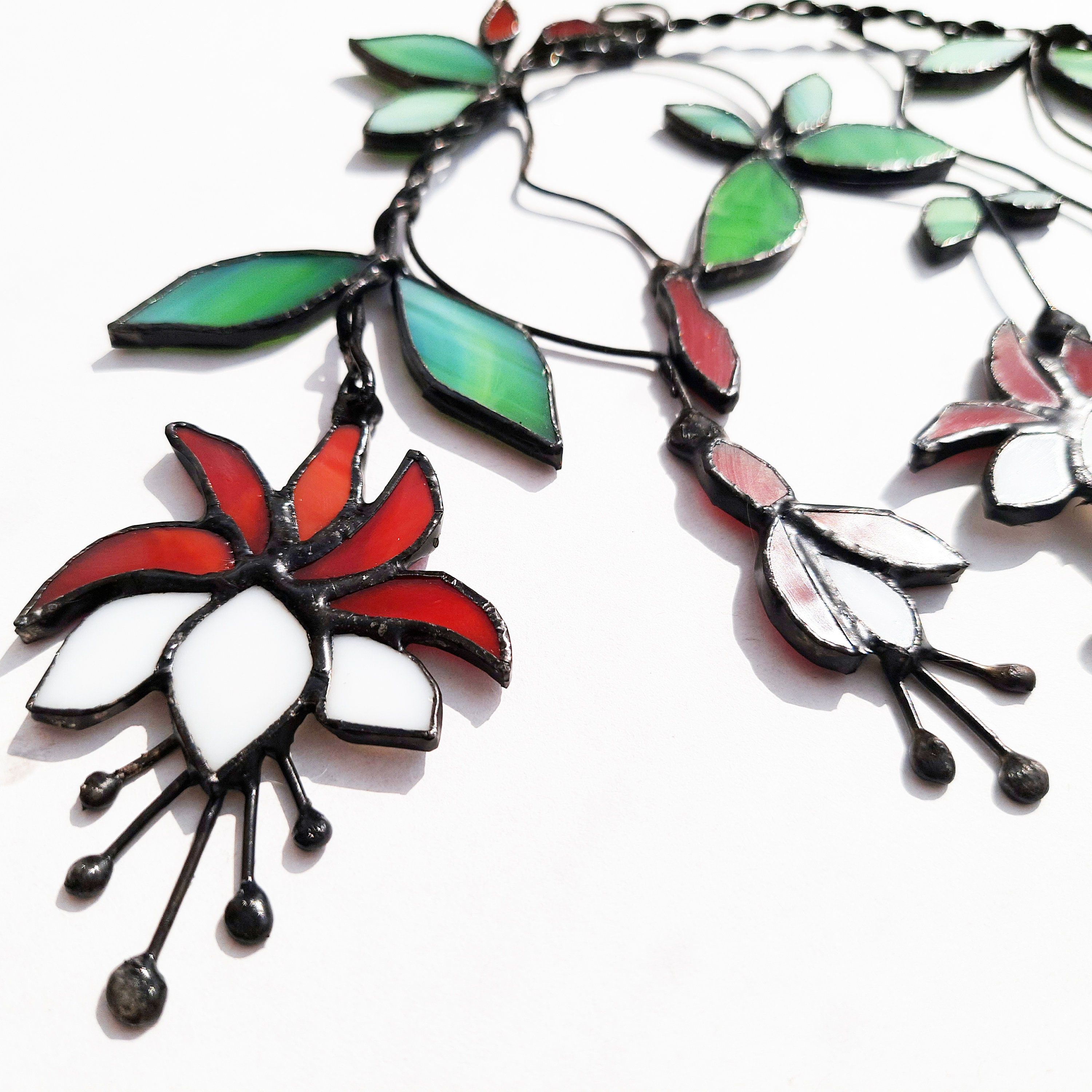 Stained glass suncatcher Fuchsia Flower Custom stained glass Etsy