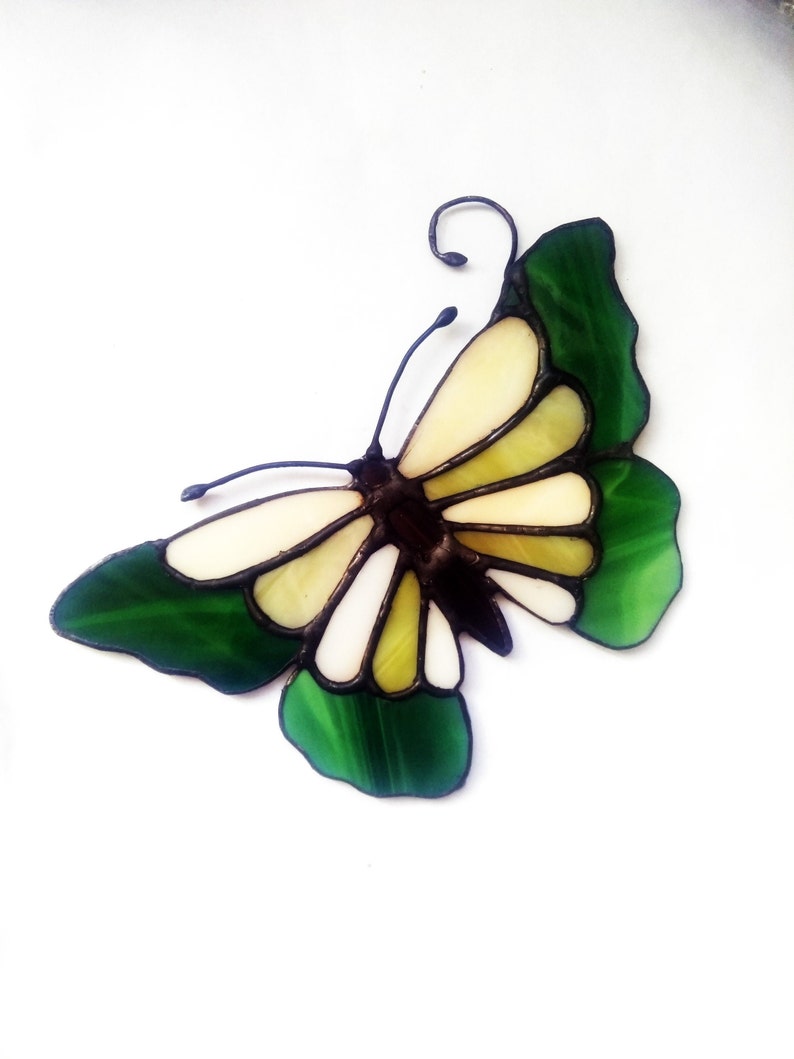 Stained glass suncatcher Butterfly Custom stained glass window hangings butterfly memorial stained glass mandala Garden decor
